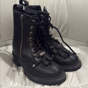 Harley Davidson Black Leather Women's Boots 7 1/2 zippered 7.5